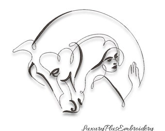 Horse and girl embroidery design machine embroidery pes pattern digital instant file
