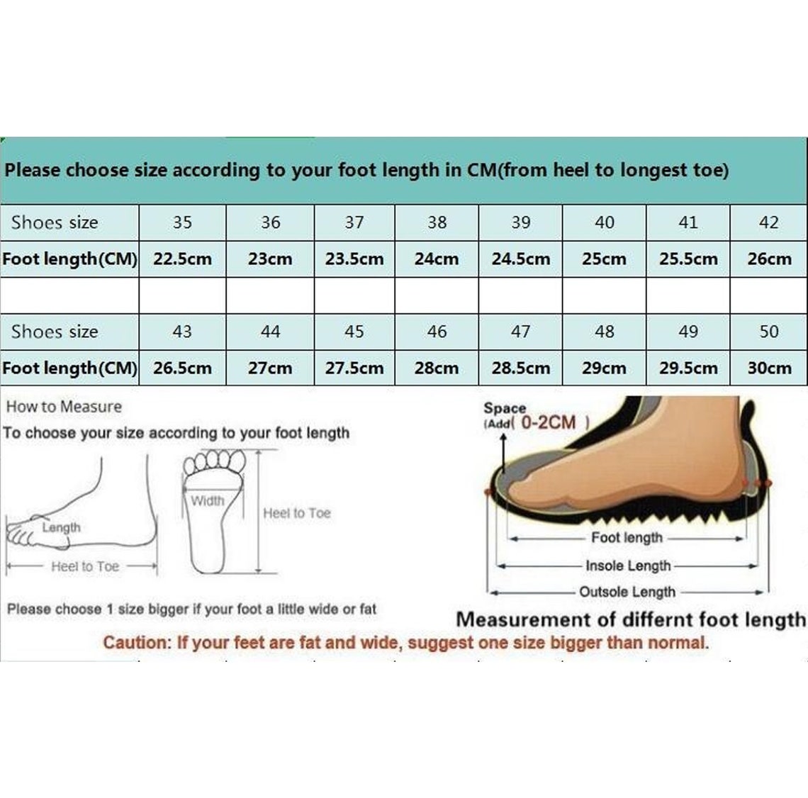 J Slides Size Chart