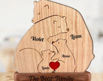 Wooden Lovely Bear Family - Puzzle Wooden Bears Carvings - Handcrafted with Love!