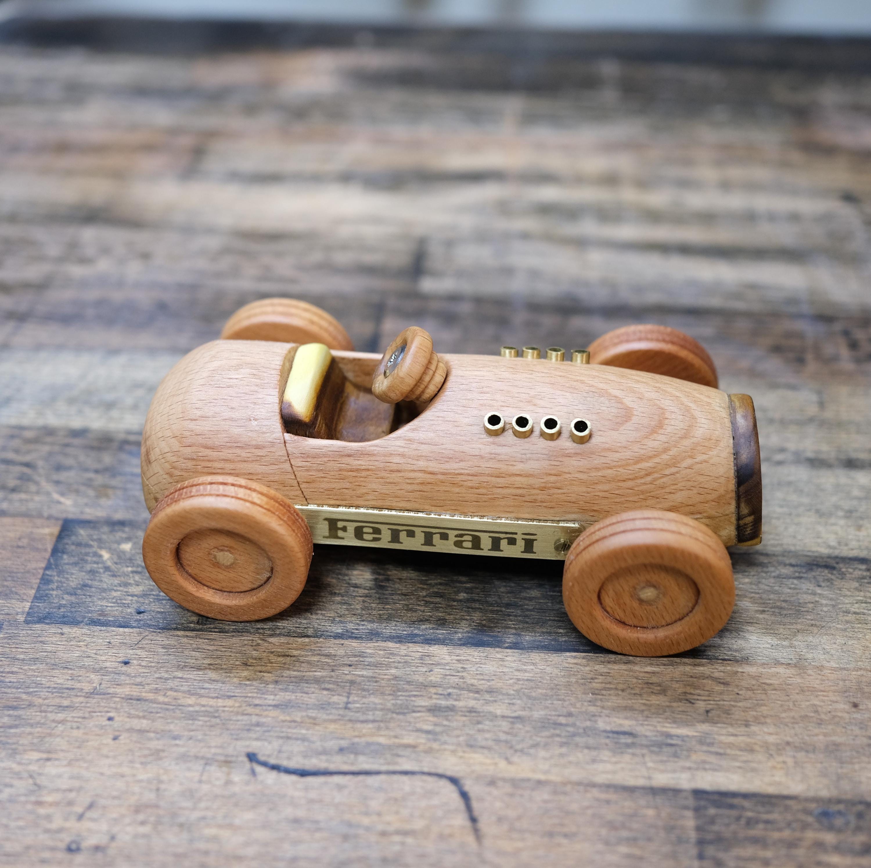 Handmade Wooden F1 Race Car – Vintage Ferrari 375 Toy