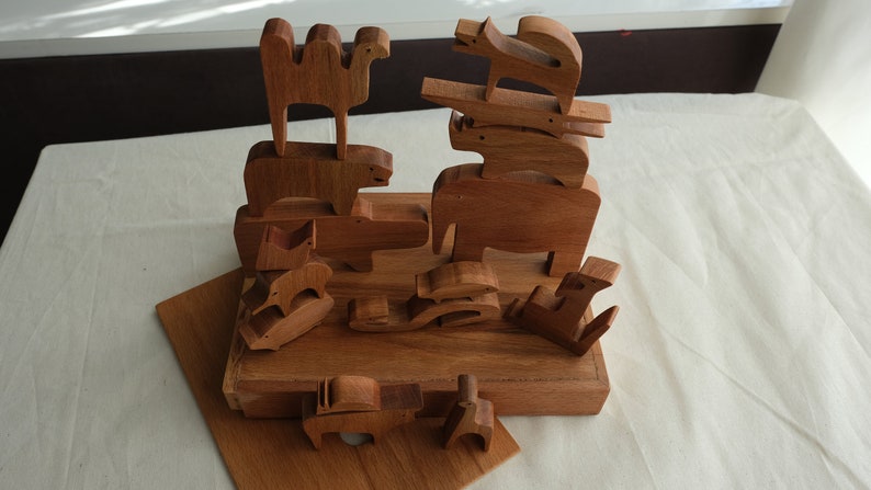 Wooden Animal Puzzle / Handmade/ Natural/ Finished with linseed oil / Unpainted/personalized puzzle/personalized animal puzzle image 7