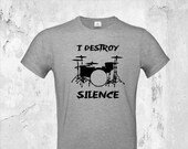 I Destroy Silence, Drummer Shirt, Drummer, Men 39 s T-Shirt, Rock, Musicians, Band, Gift, Drums, Drums, retro, vintage