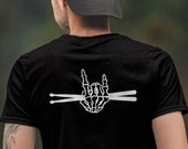 Drummer Shirt, Drummer, Men 39 s T-Shirt, Double-Sided Print, Rock, Drummer, Musician, Band, Gift, Drums, Drums, Metal, Skull