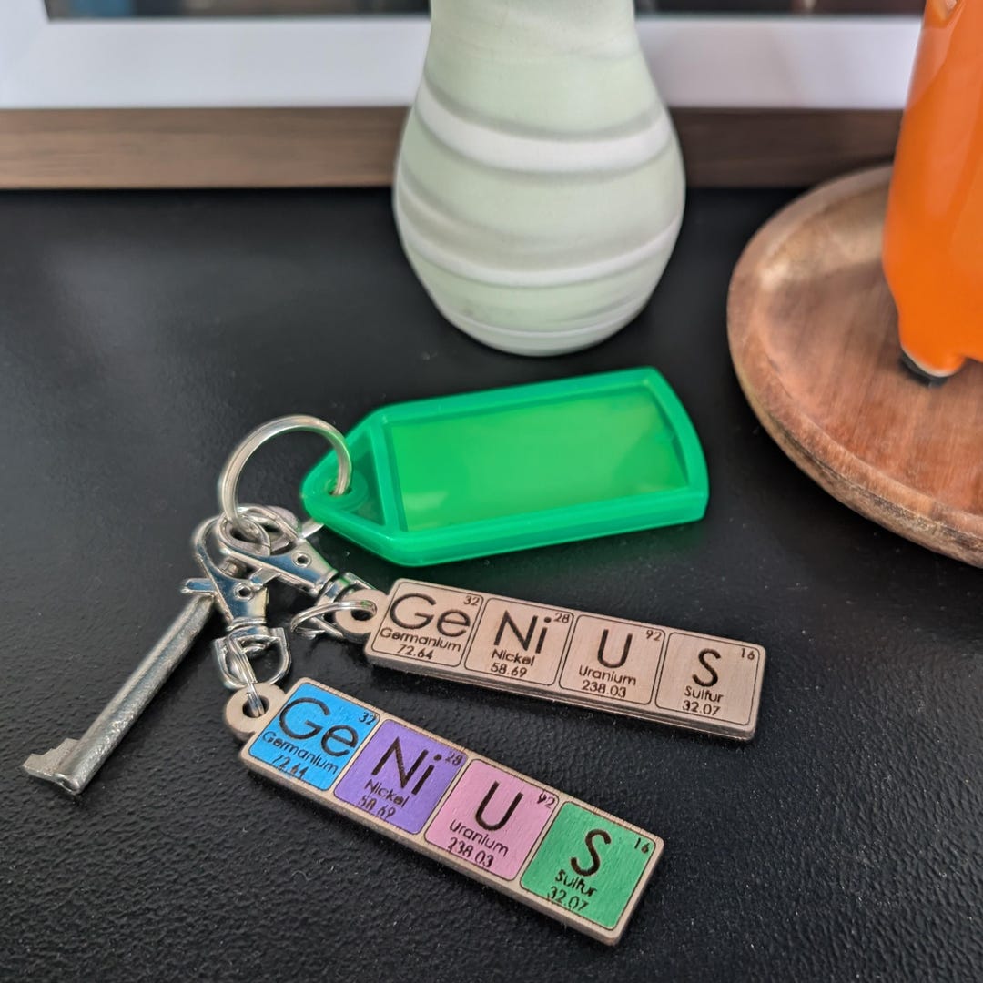 Table Keychain Genius Periodic Table Keychain: Laser Engraved Wood Keyring, Ideal ...