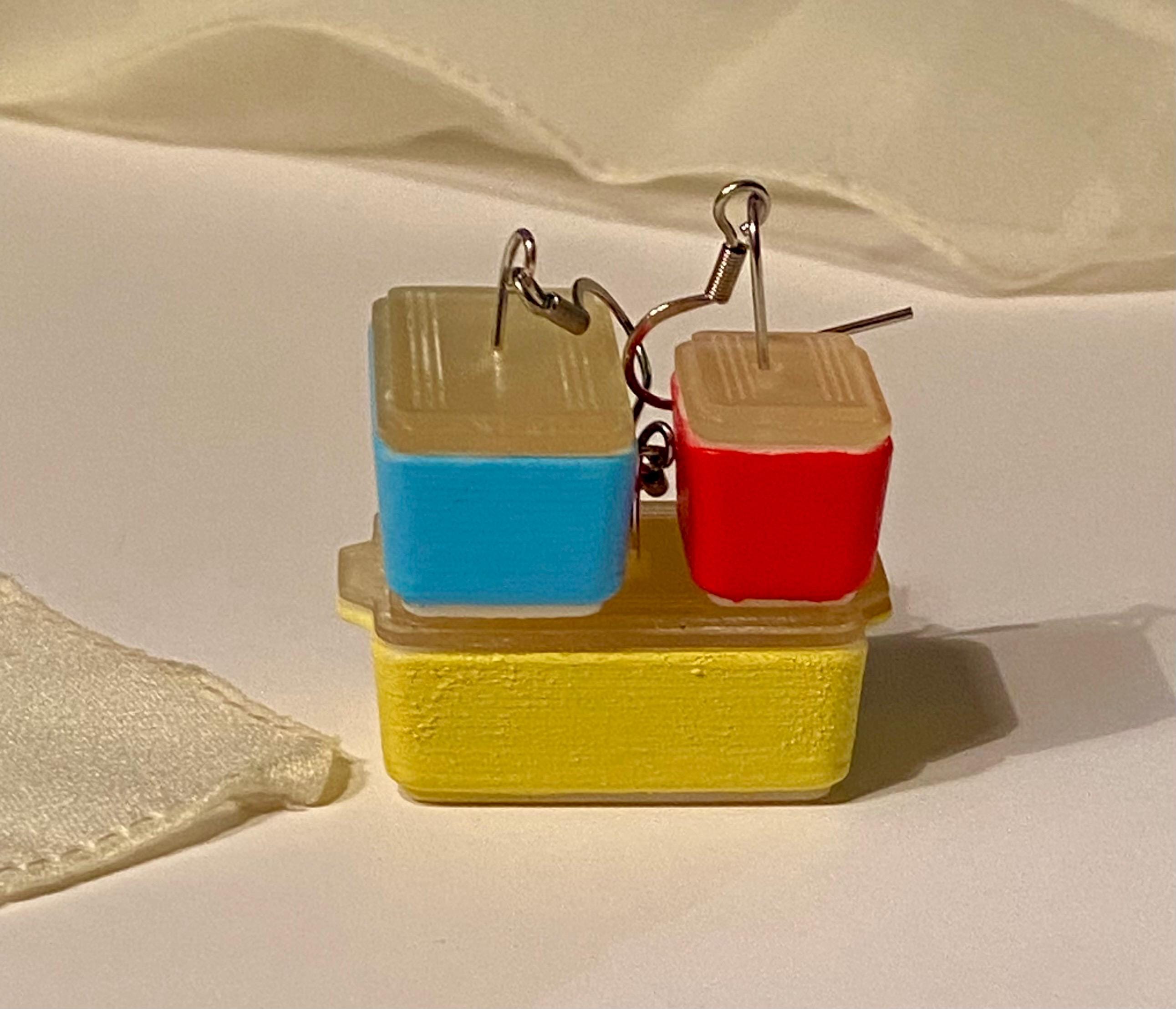 Resin Pyrex earrings fridge set and bowl ( one size per set)