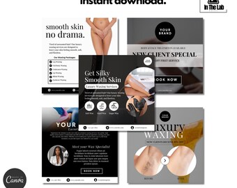 Waxing Flyers Paket: Salon & Spa Canva Vorlagen (Digitaler Download)