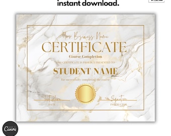 Elegante Vorlage für das Abschlusszertifikat (editierbares PDF)