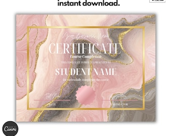 Elegant Course Completion Certificate Template (Editable PDF)