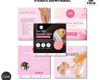 Waxing Flyer Template Pack: Salon & Spa Social Media (Canva bearbeitbar)