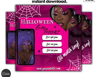 DIY Halloween Glam Makeup Flyer Template (Digital Download)