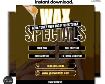 Wax Specials Flyer: Bearbeitbare Schönheitssalon-Vorlage (Digitaler Download)