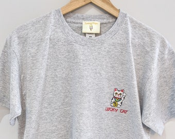 Lucky Cat Embroidered T-Shirt Unisex