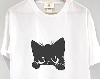 Black cat face printed t.shirt