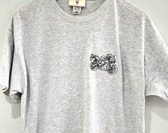 Motorbike Embroidered T-Shirt.  Unisex