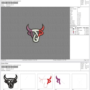 BuLL DST file for Embroidery on hats or clothing