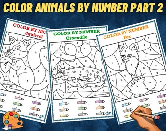 Colorear animales por número Parte 2, Actividades de colorear por números, Actividad de color imprimible para niños