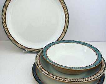 Vintage Denby Luxor Dinnerware, Denby Plates and Bowls  (4 pieces), Vintage Denby Pottery Stoneware Gift