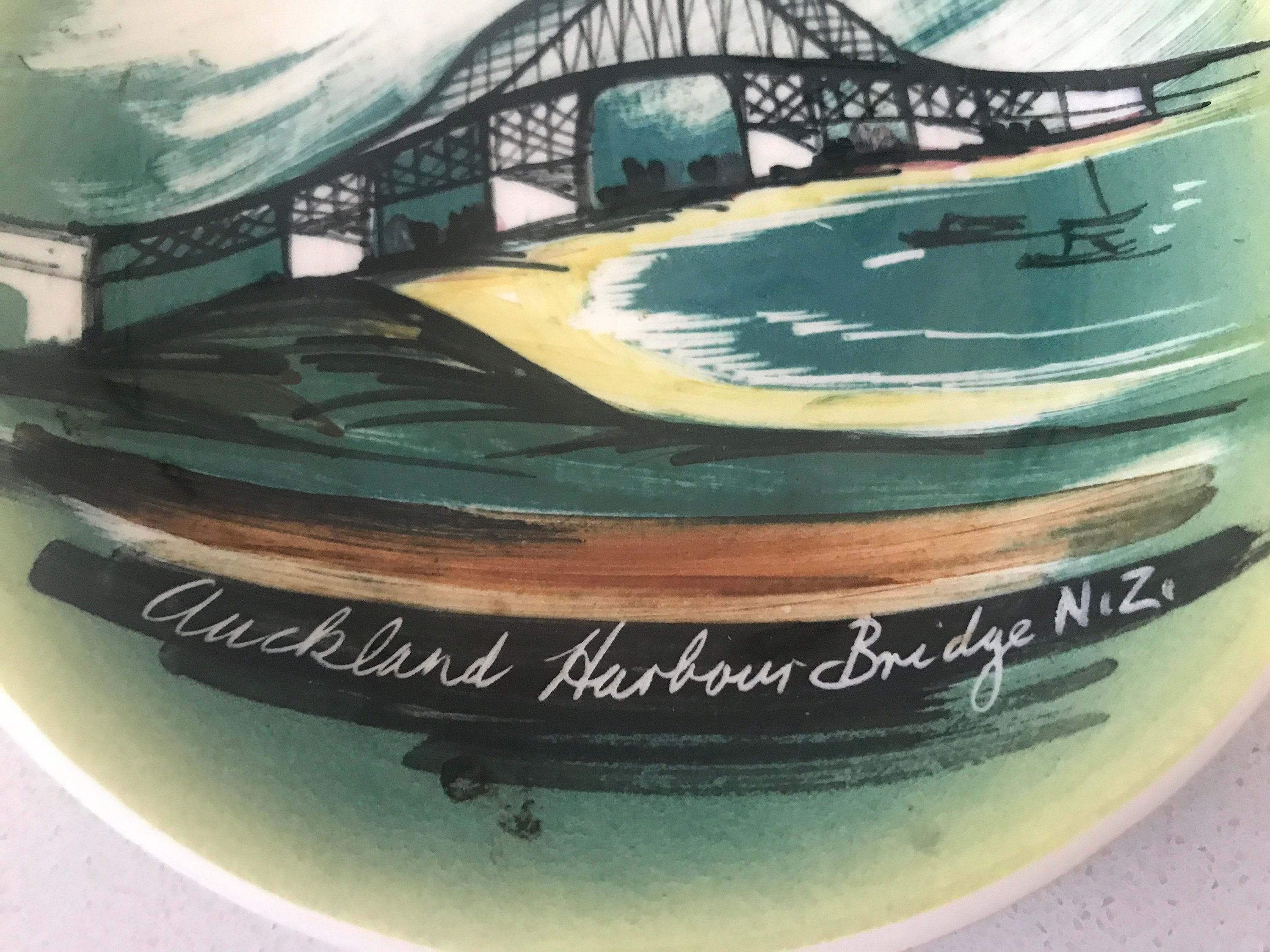 Midcentury Studio Anna Pottery Plate Auckland Harbour Bridge Etsy