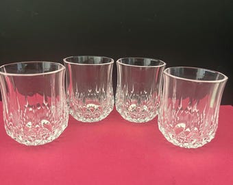 Verres à liqueur Longchamp Cristal d'Arques vintage, lot de 4, en cristal au plomb, fabriqués en France, articles de bar français
