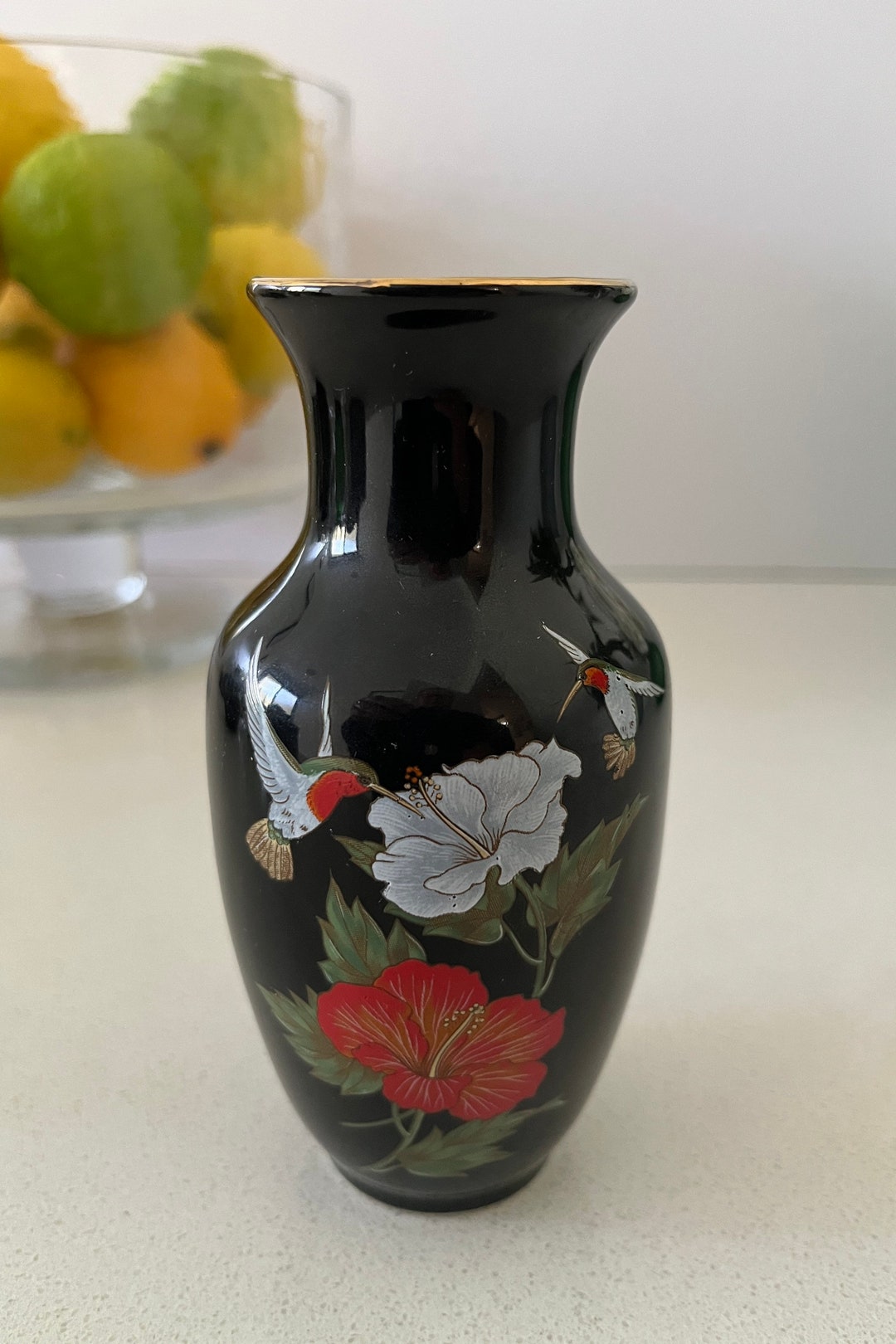 Vintage Fine China Japan Vase , Japanese Vase Decorated With