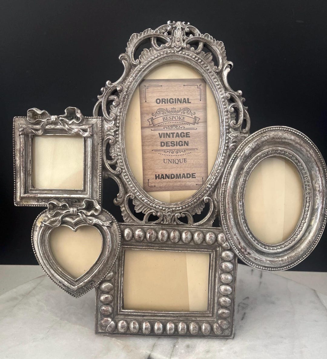 Separates Frame Bespoke Handmade Family Tree Photo Frame, Vintage Silver Tone Frame ...