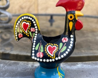 Vintage Metal Rooster, Portuguese Good Luck Souvenir Rooster, Handpainted Rooster Toothpick Holder , Cute Vintage Dining Table Décor Gift