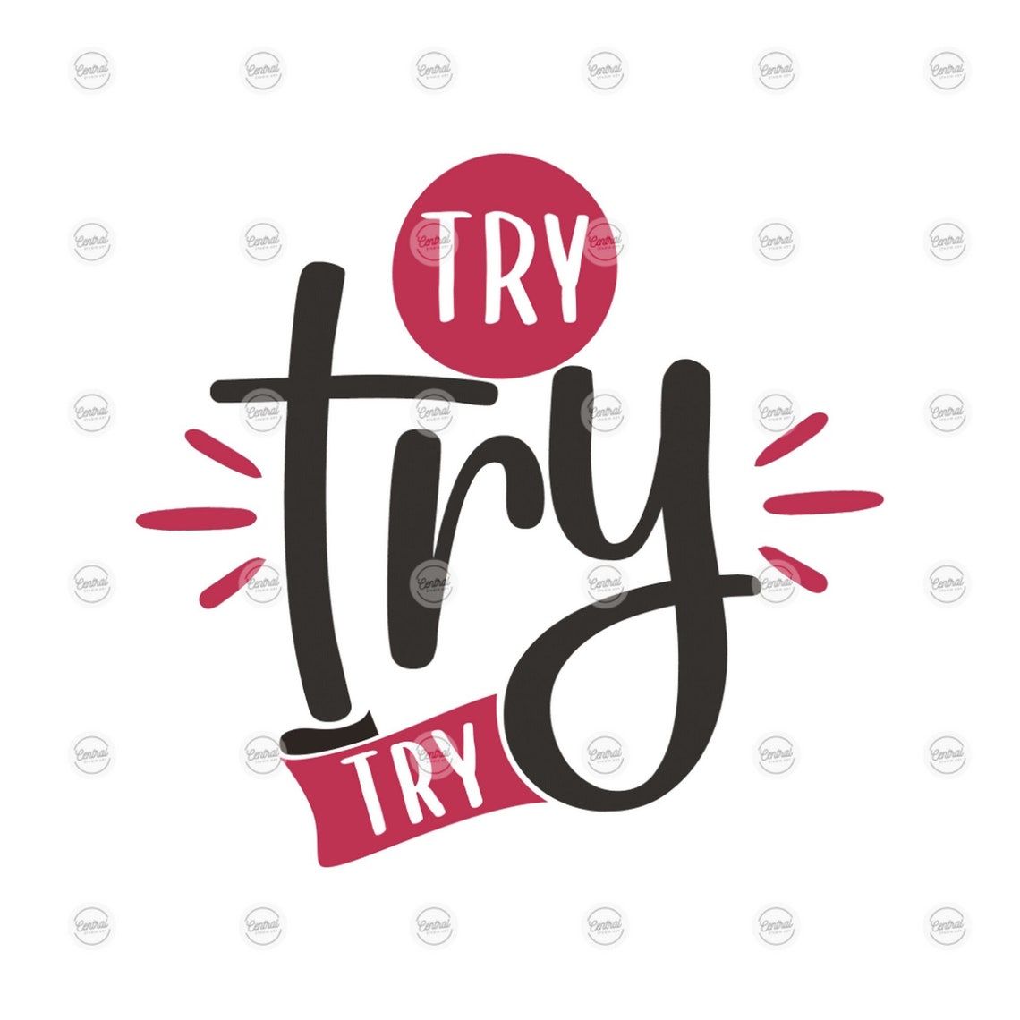 Try Try Try Phrase Text Motivational Inspirational Design Etsy