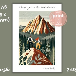 Mountain Moments Couple Card | I Love You To The Mountains | DIN A6 Print Digital | Climber Climbing Boulder Hike Nature Hiking Woman Man