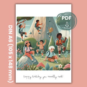You Reaaally Rock | Kids Climbing Boulder Birthday Card | Girls Boys Children | Digital Download Print DIN A6 Klettern Kinder