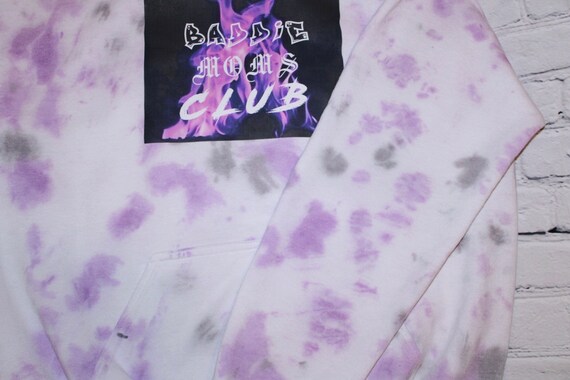 Baddie Moms Club Tiktok Hoodie Gray and Purple TIEDYE Etsy