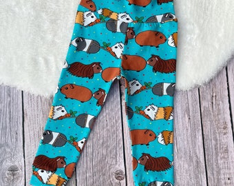Guinea Pig Leggings, baby toddler and kids leggings, bright and unique kids clothing gift