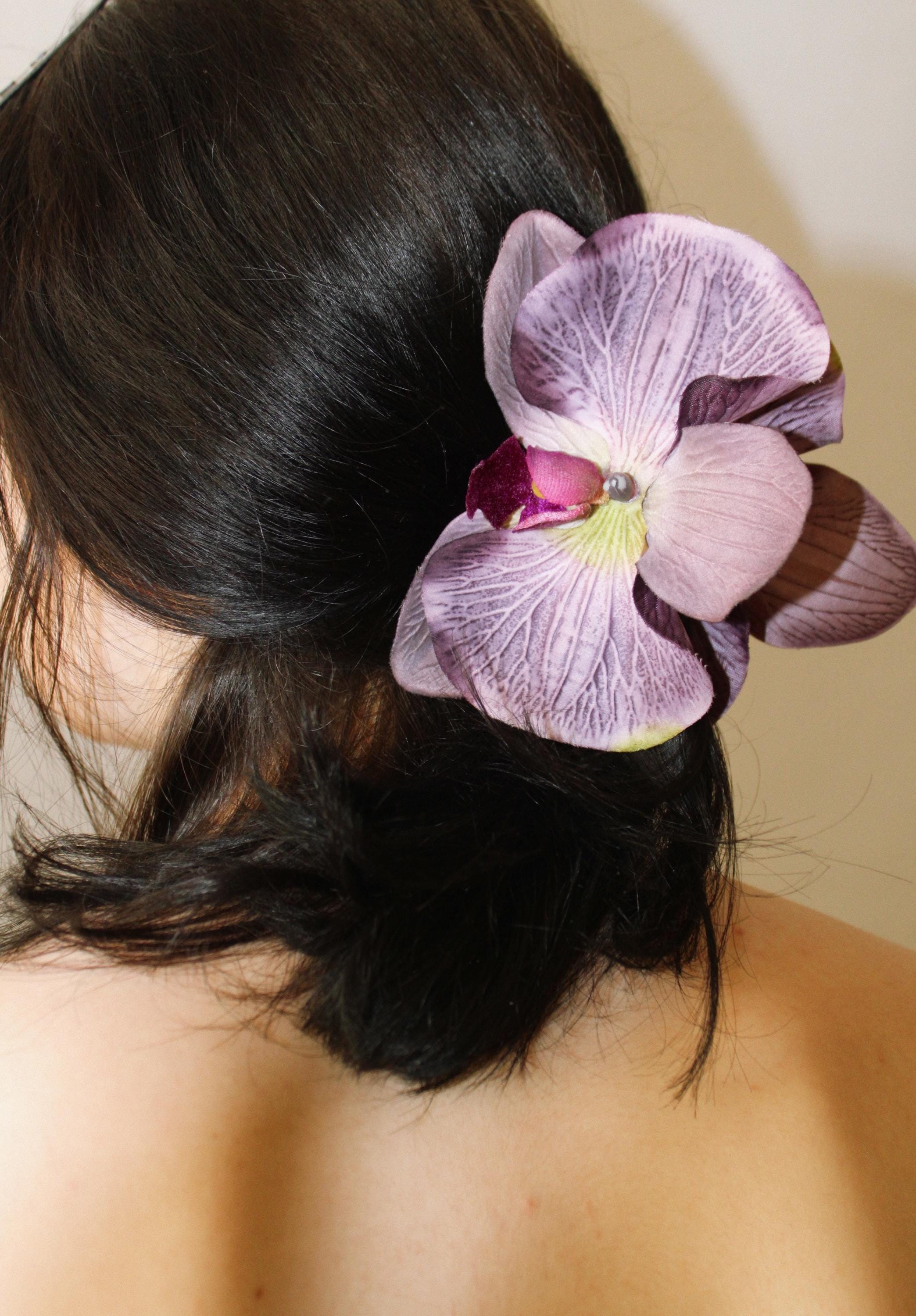 Handmade Orchid Hair Clip, Purple Flower Hair Accessory, Elegant Floral Barrette, Violet Hairpiece, Wedding Hair Clip, Nature-Inspired Hair
