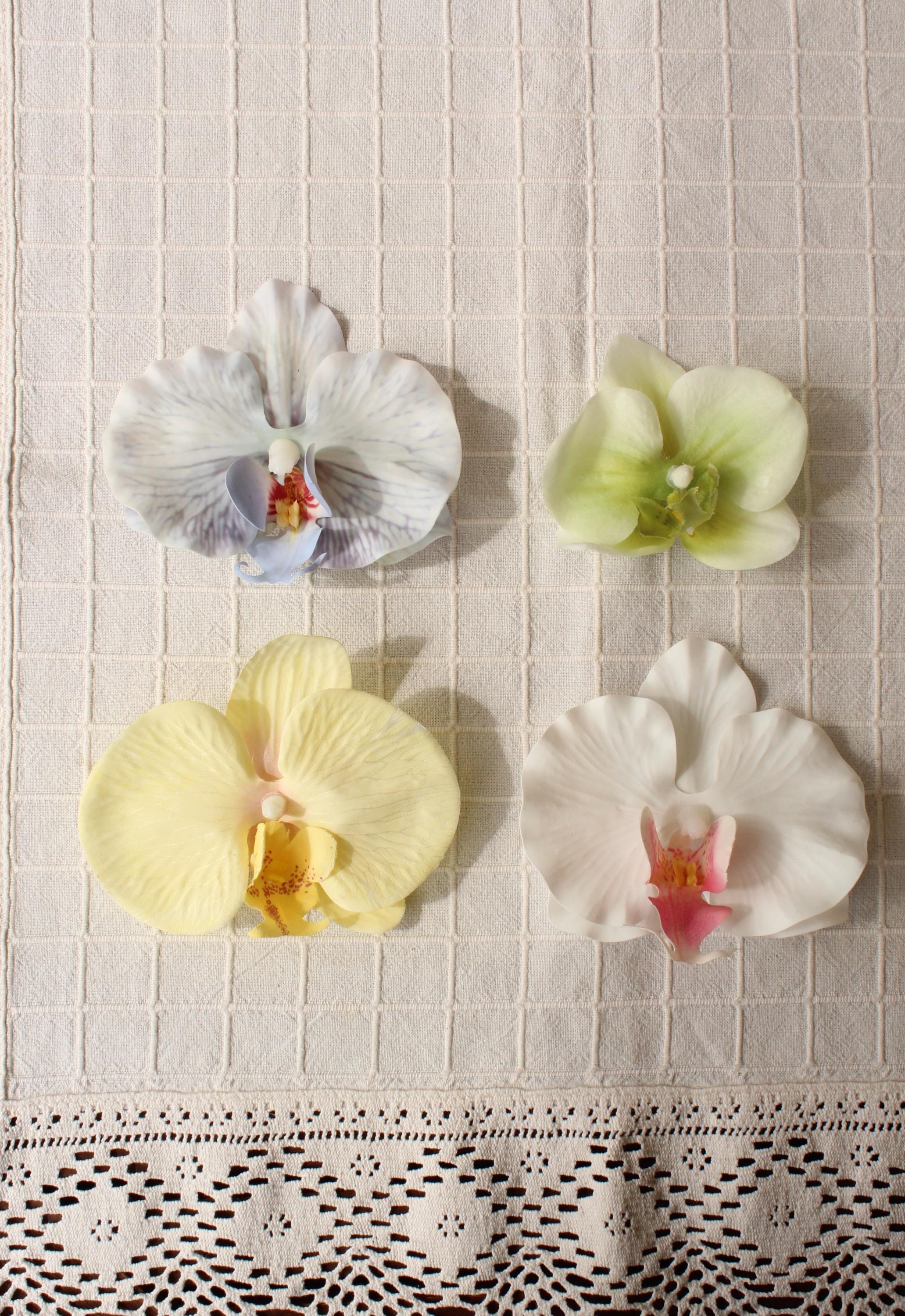 Handmade Yellow Orchid Hair Clip, Floral Barrette, Delicate 