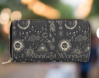 Manifest Wonders Celestial Zipper Wallet, Mystical Wallet, Astrology Geschenk, bestes Geschenk, beste Weihnachtsgeschenke