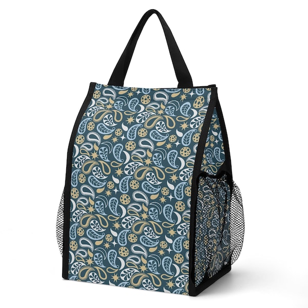 Retro Paisley Lunch Bag, Foldable Lunch Tote, Insulated Lunchbox, Adult Lunchbox, best gift, best holiday gifts