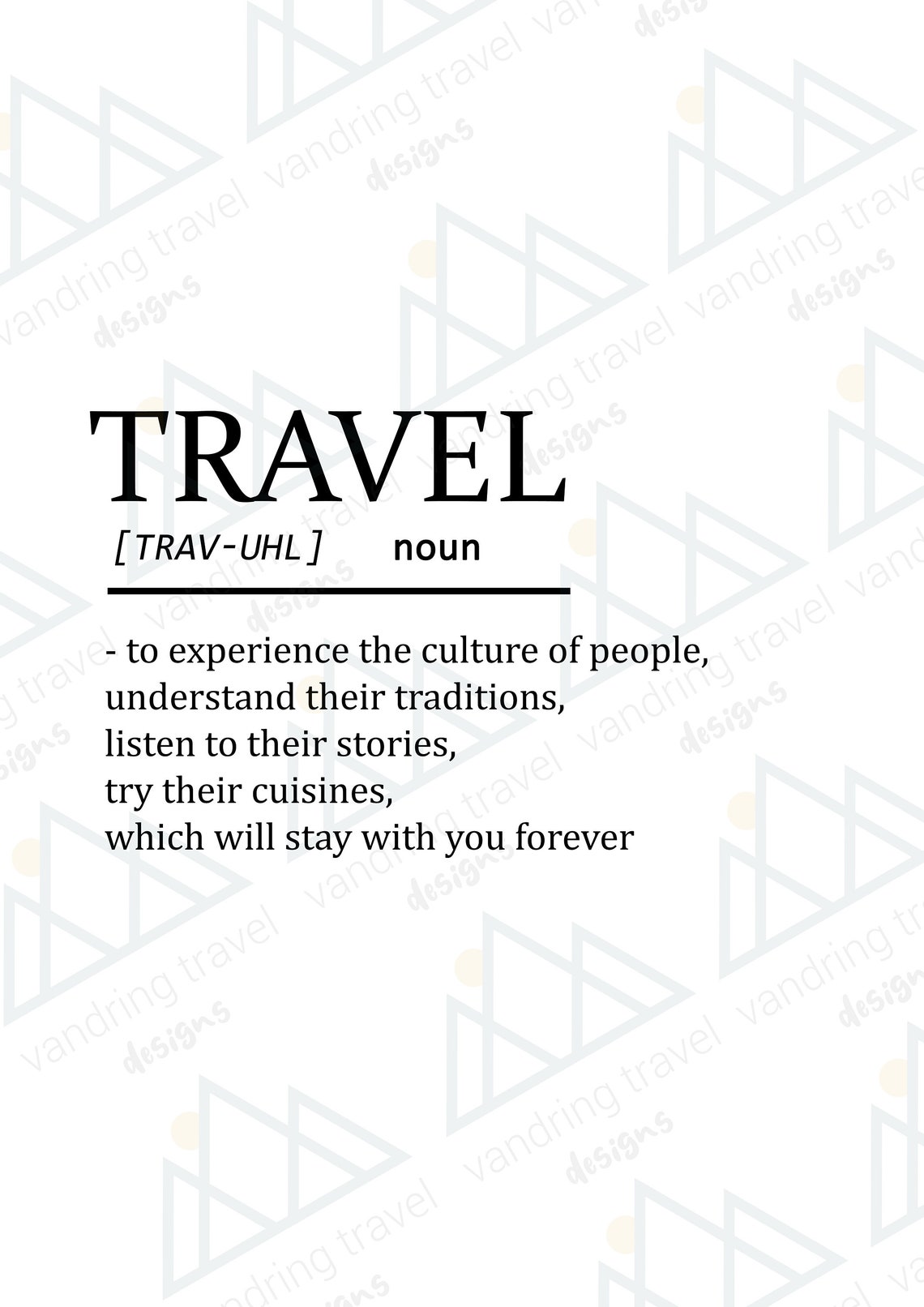 Travel Word Definition Quote Poster DIGITAL COPY Etsy