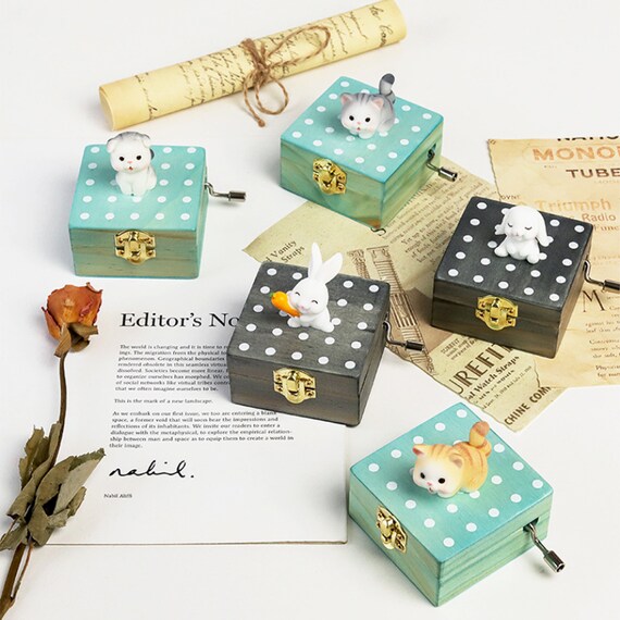 3D Animal Music Box Dots Music Box Mini Wooden Music Box Etsy