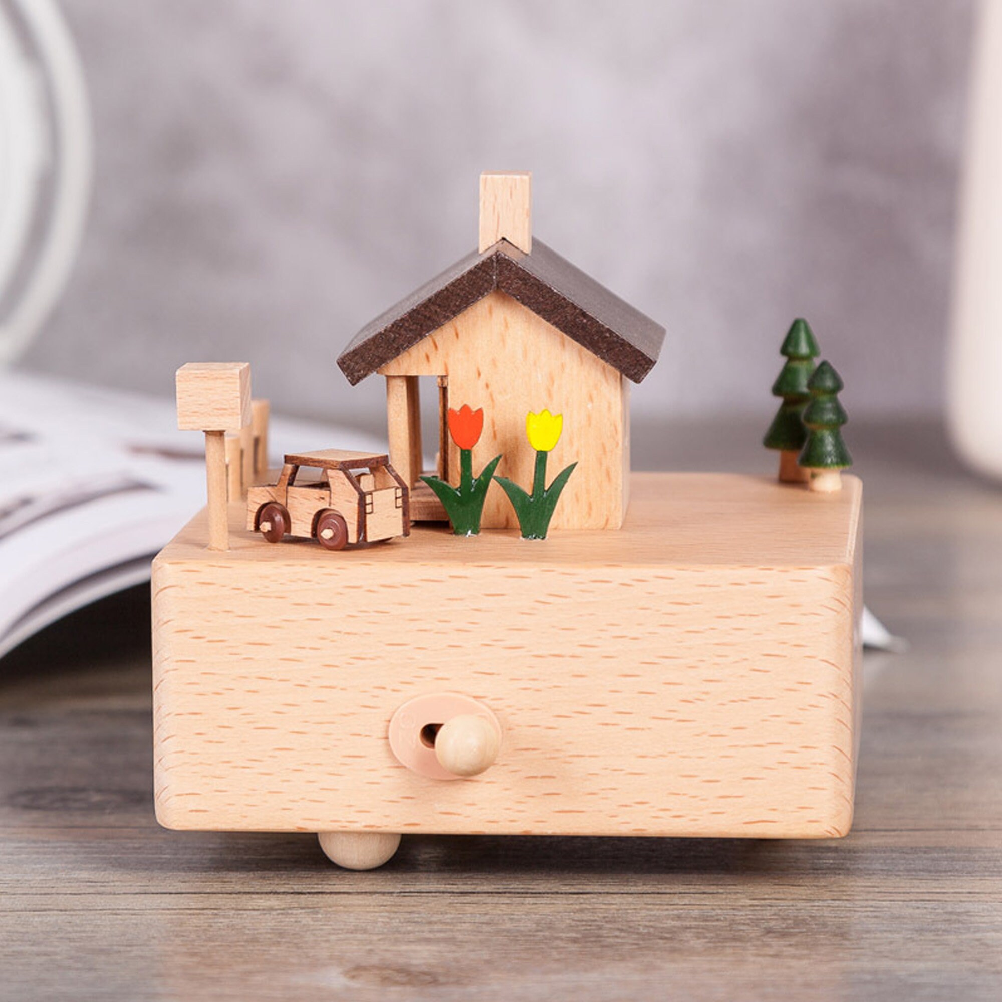 Wooden House Music Box Handmade Wooden House Music Box Etsy