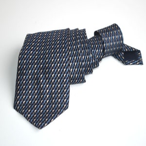 Vintage Martin De Bauchy Paris Tie Blue Necktie Italy European Mens Fashion Menswear Retro Silk Fabric Accessory For Him Fathers Mens Gift