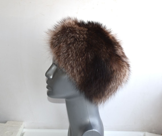 Vintage Winter Brown Hat Raccoon Racoon Real Fur Winter  display picture 3