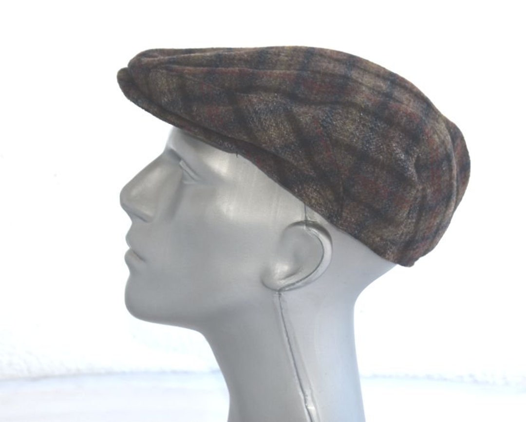 Vintage Brown Pure Wool Mens Flat Cap Baker Boy Wool Hat Cap Newsboy
