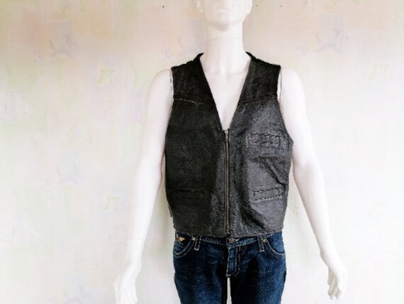 Vintage ROCKY Leather Vest Western Cowboy Men's L… - image 4