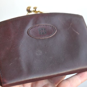 Vintage Dark Red Genuine Leather Bag Purse Wallet Geometric European MCM Mid Century Modern Germany Fashion Women Girl Gift Accessory