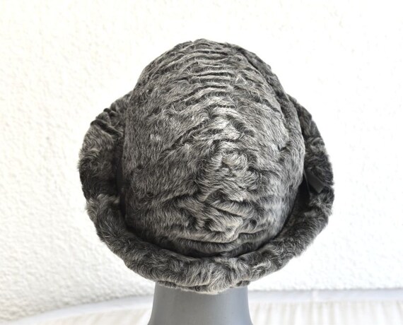 Vintage Astrakhan Fur Hat Gray Karakul Fur Persia… - image 4