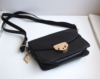 Vintage PICARD Black Crossbody Natural Leather Every day Clutch Purse Handbag Messenger Shoulder Bag Fashion European Germany Women