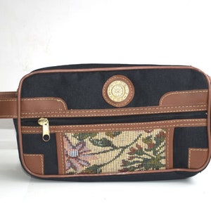 Vintage Aude Falbert Travel Cosmético Neceser Punto de aguja Bordado Belleza Vanity Monedero Monedero MCM Mid Century Modern Bag Accesorio