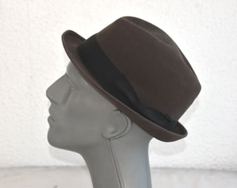 Vintage Dobbs Fifth Avenue Fedora Hat Trilby Brown Wool Men&#39;s Made in USA MCM Fashion Mens Accessory