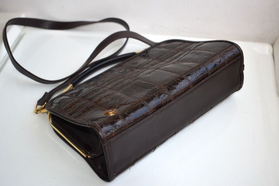 Vintage Zenith Italy Brown Genuine Leather Crocodile Pattern