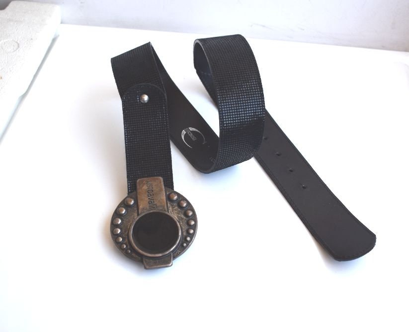 Vintage Just Cavalli Black Belt Size 90 Brass Solid Metal  display picture 1