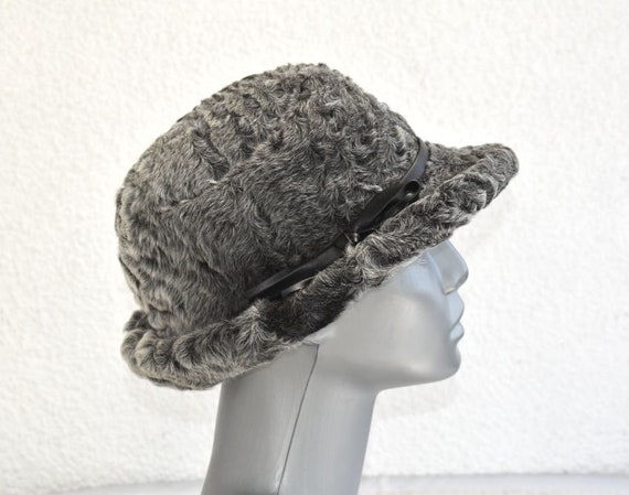 Vintage Astrakhan Fur Hat Gray Karakul Fur Persia… - image 3